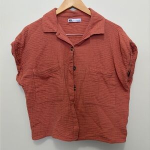 Women's Rust Button-Up Top